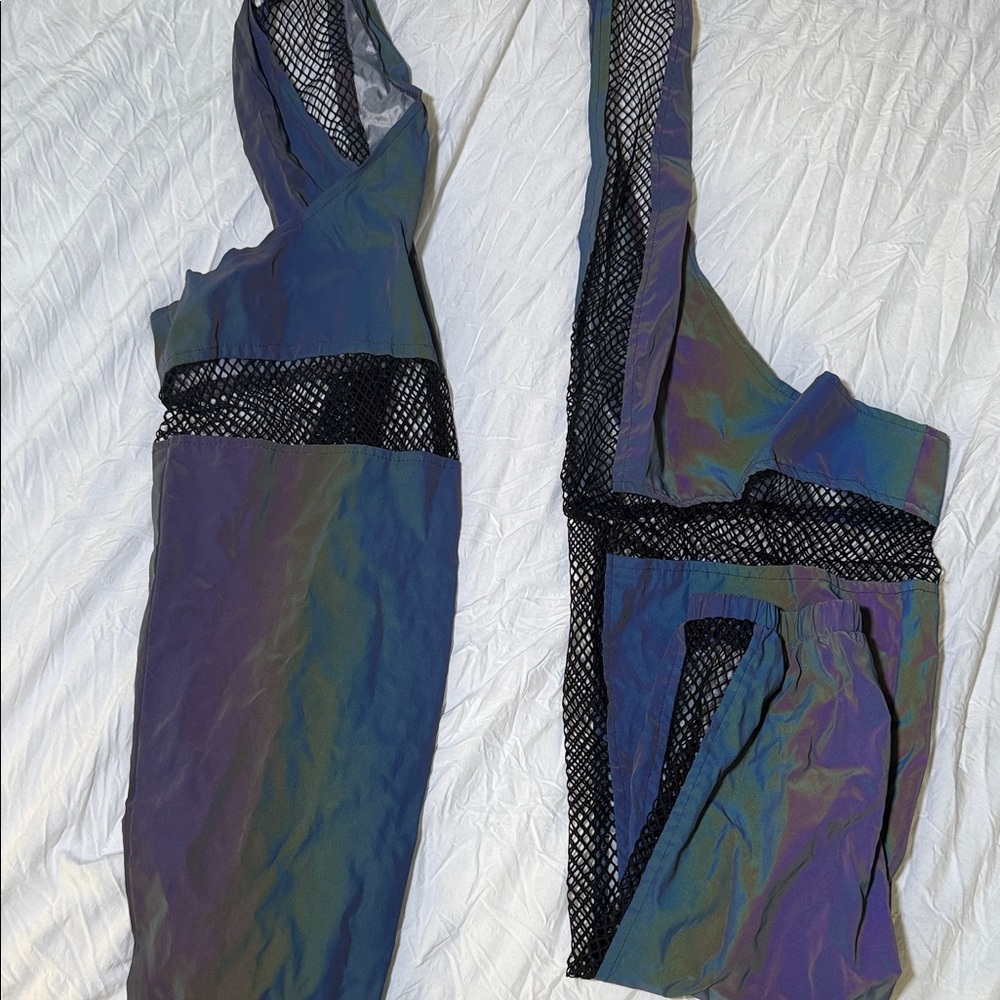 IHeartRaves False Alarm Fishnet Rainbow Reflective Chaps